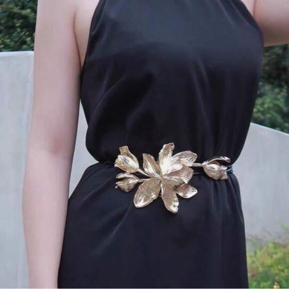 Gold Floral belt Q341 main image 6